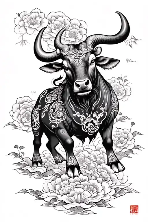 chinese zodiac ox tattoo design idea