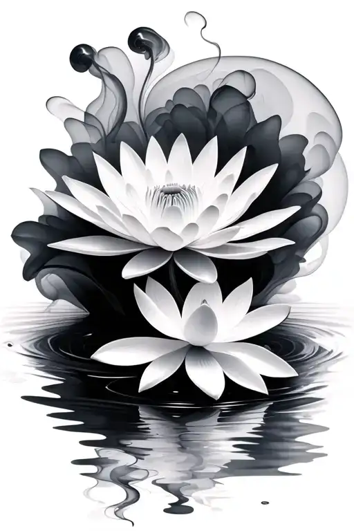 Filler smoke wispy soft shading waterlily flower more gradient and softer tattoo design idea