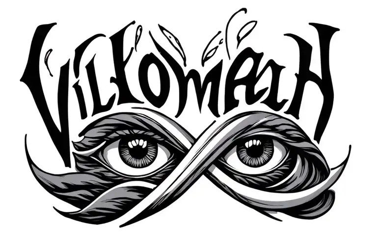 "Vilomah" Waves and eye in an infinity symbol tattoo design idea