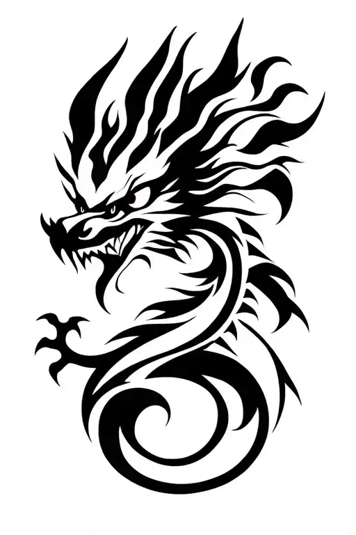 dragon tribal dj tattoo design idea