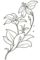 Lily flower with firefly looking at star in the spotlight tattoo design idea