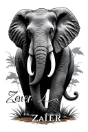 the name Zavier with an elephant incorporated  tattoo design idea