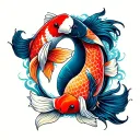 two koi fish yin yang tattoo design idea