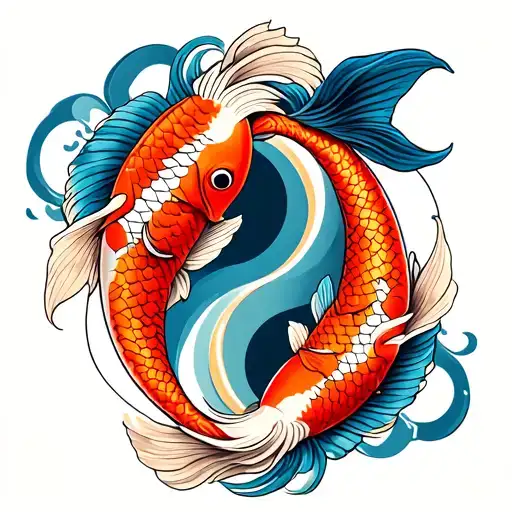 two koi fish yin yang tattoo design idea