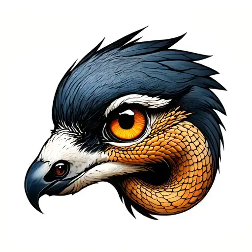 dove face with snake pupils tattoo design idea