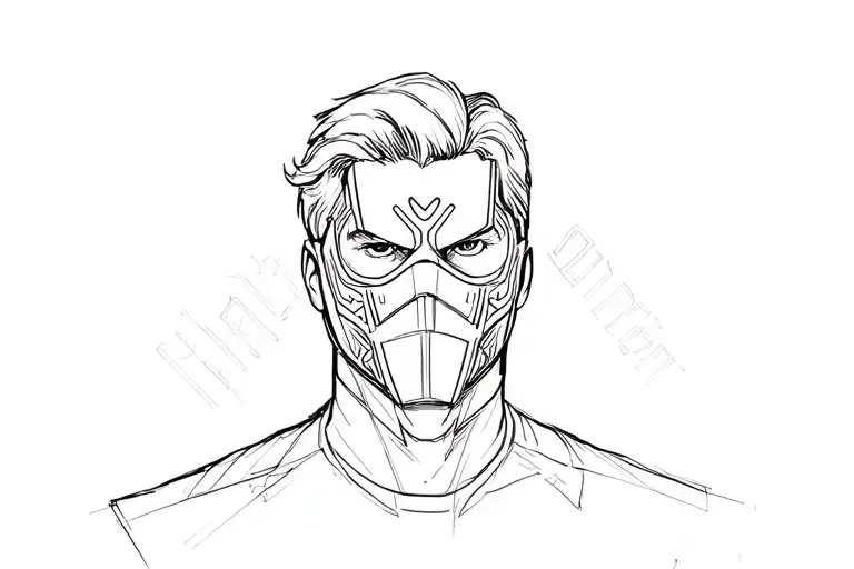 bucky barnes in mask tattoo design idea