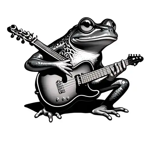 frog playing guitar tattoo design idea