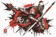 Templar knight with a sword tattoo design idea