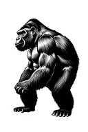 sideways facing standing gorilla tattoo design idea