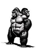sideways facing standing gorilla tattoo design idea
