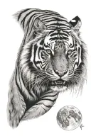 fierce tiger moon tattoo design idea