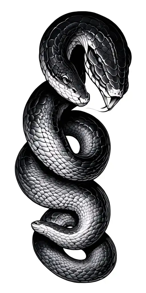 black fat snake coiled tattoo design idea