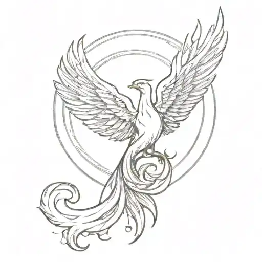 phoenix rising from the ashes symbolizing rebirth surrounded by hindu tattoo design idea