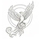 phoenix rising from the ashes symbolizing rebirth surrounded by hindu tattoo design idea