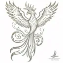 phoenix rising from the ashes symbolizing rebirth surrounded by hindu tattoo design idea