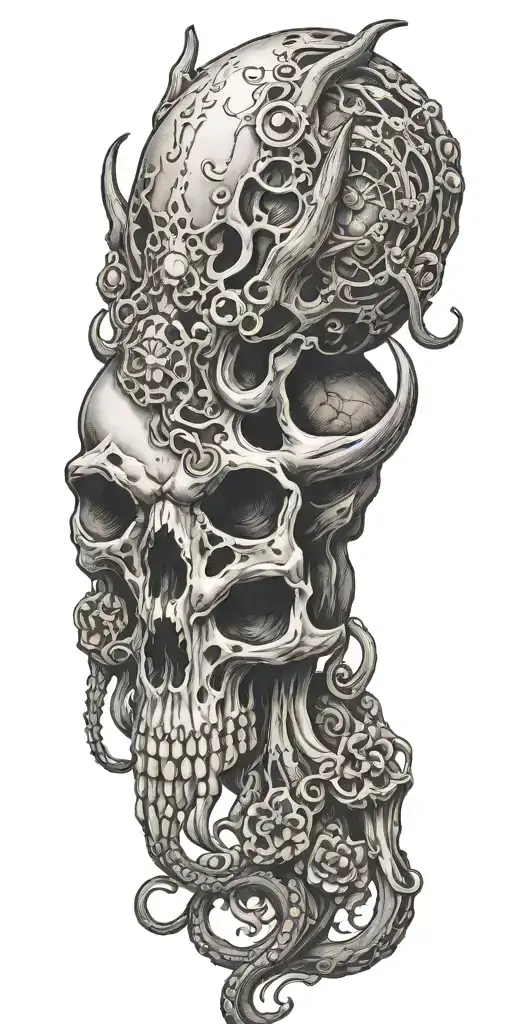 deer skull octopus tattoo design idea