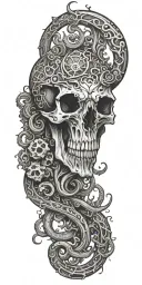 deer skull octopus tattoo design idea