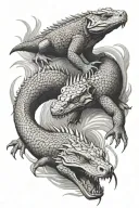 Komodo dragon fighting tiger tattoo design idea