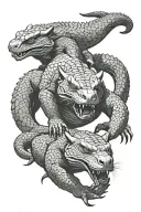 Komodo dragon fighting tiger tattoo design idea