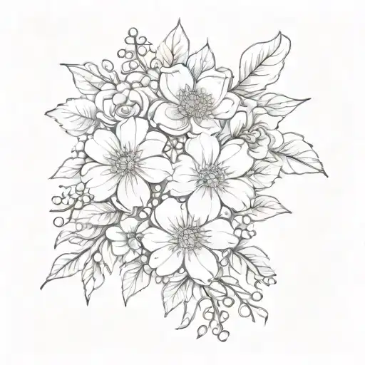 linneae borealis flower bouquet tattoo design idea