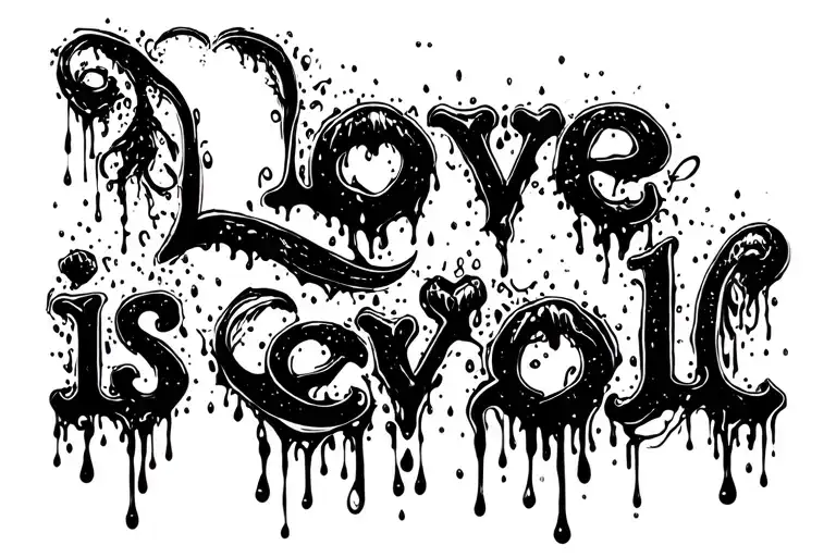 "Love is evol" tears and rain tattoo design idea
