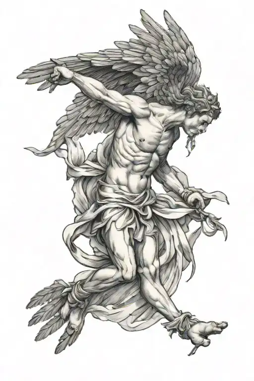 icarus from bible falling from sky tattoo design idea