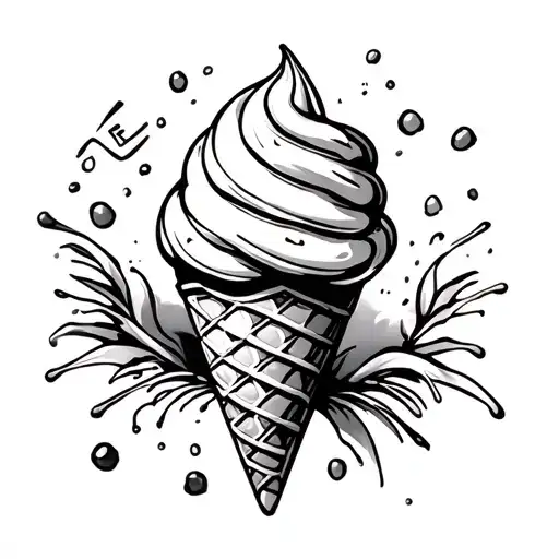 ice cream cone with an E tattoo design idea