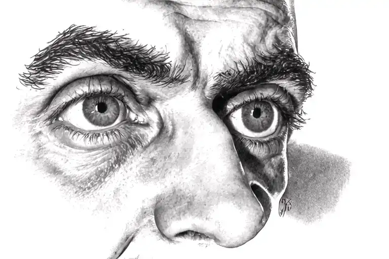 Marco with eyes of Roberto Benigni tattoo design idea