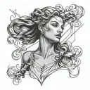 terpsichore, continuous line tattoo design idea