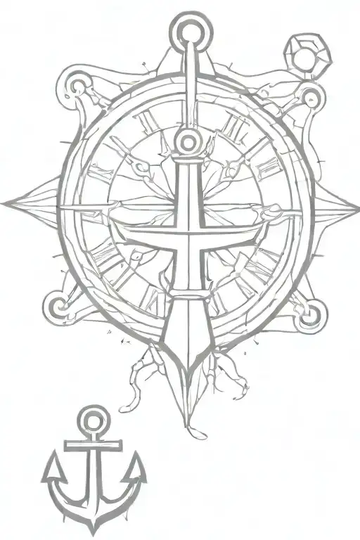 Lighthous anchor steeringwheel kompas tattoo design idea