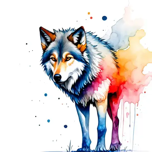 wolf body fading into paint tattoo design idea