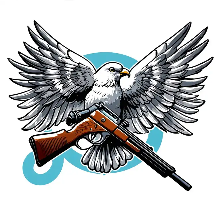 peace dove with a rifle morphing tattoo design idea