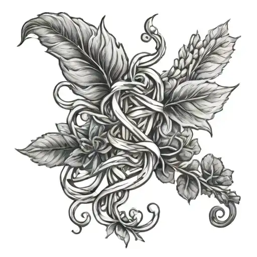 Abortion herbs intertwined tattoo design idea
