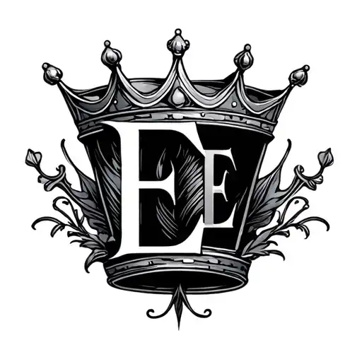 "E E" Initials in the Crown tattoo design idea