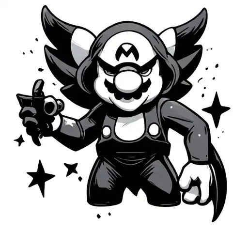 buhuu ghost from mario holding super star tattoo design idea