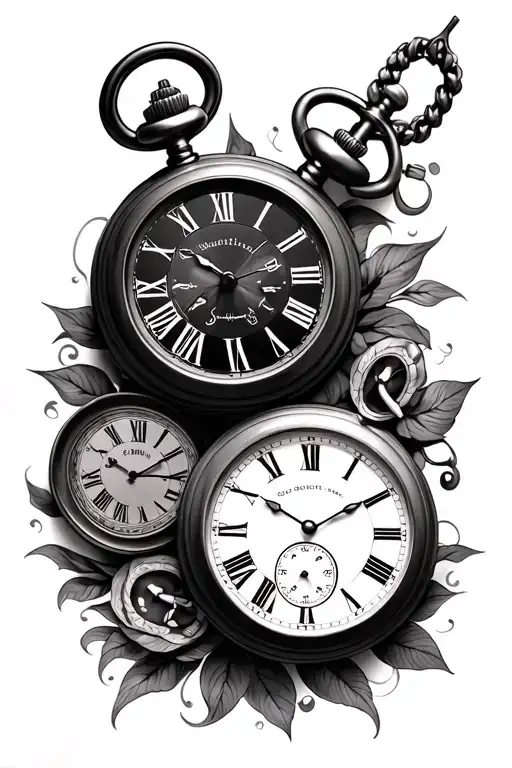 3 pocket watches tattoo design idea