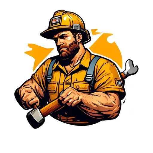 oilfield worker with hammer and wrench tattoo design idea