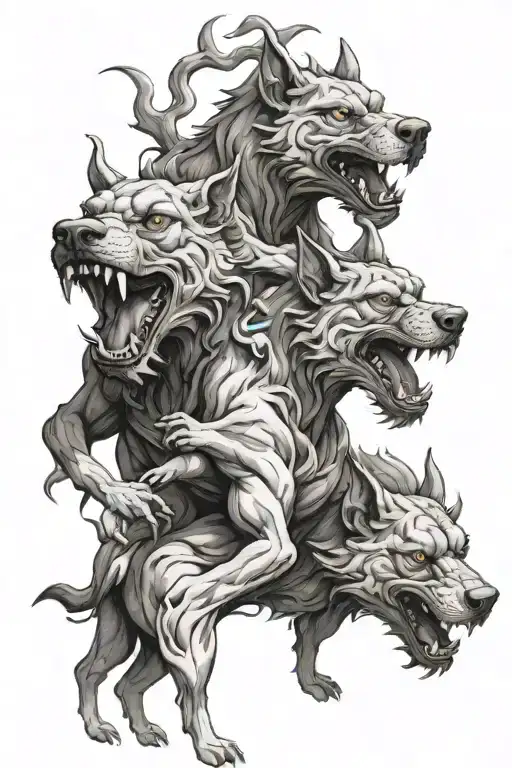 Cerberus with three heads tattoo design idea