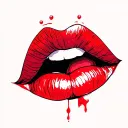 red kiss mark tattoo design idea