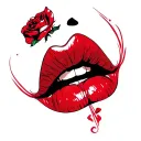 red kiss mark tattoo design idea