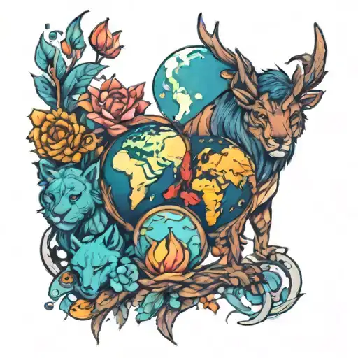 continents tattoo design idea