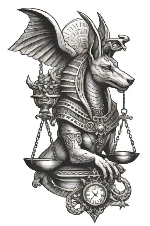 Anubis x Libra Scales tattoo design idea