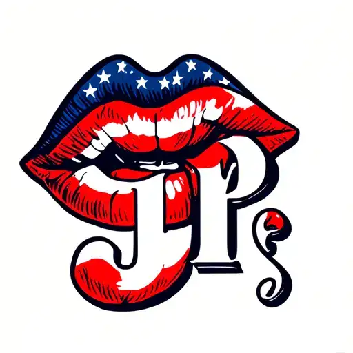 "Gp" red kiss mark tattoo design idea