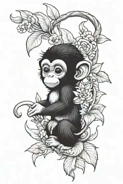 baby monkey tattoo design idea