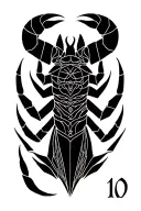 zodiac sign Scorpio with the initial W and a date 10, tattoo must be look alike an hidden message  tattoo design idea