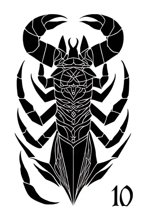 zodiac sign Scorpio with the initial W and a date 10, tattoo must be look alike an hidden message  tattoo design idea