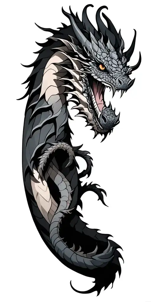 Wvyern -like dragon, a little shoulder upper arm forearm, wraps around the arm, Classic Style tattoo design idea