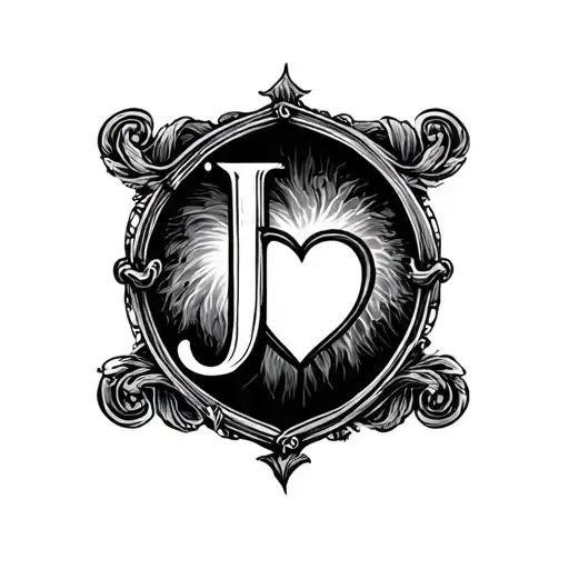 Letter J with a heart tattoo design idea