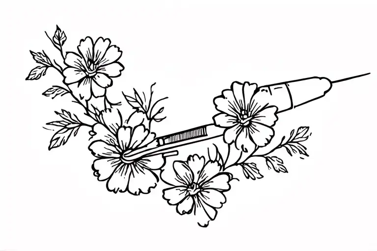 arsenal cannon shooting small flowers tattoo design idea