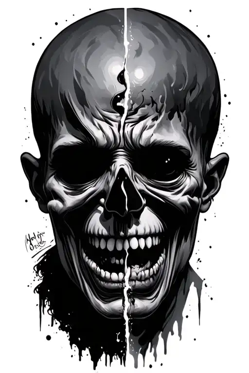 split personality anger issues tattoo design idea